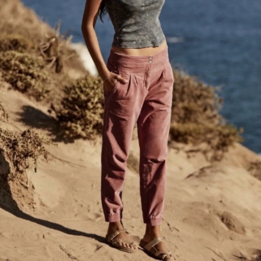 Anthropologie Dusty Rose Corduroy High-Rise Jogger Pants